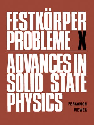 cover image of Festkörper Probleme, Volume 10